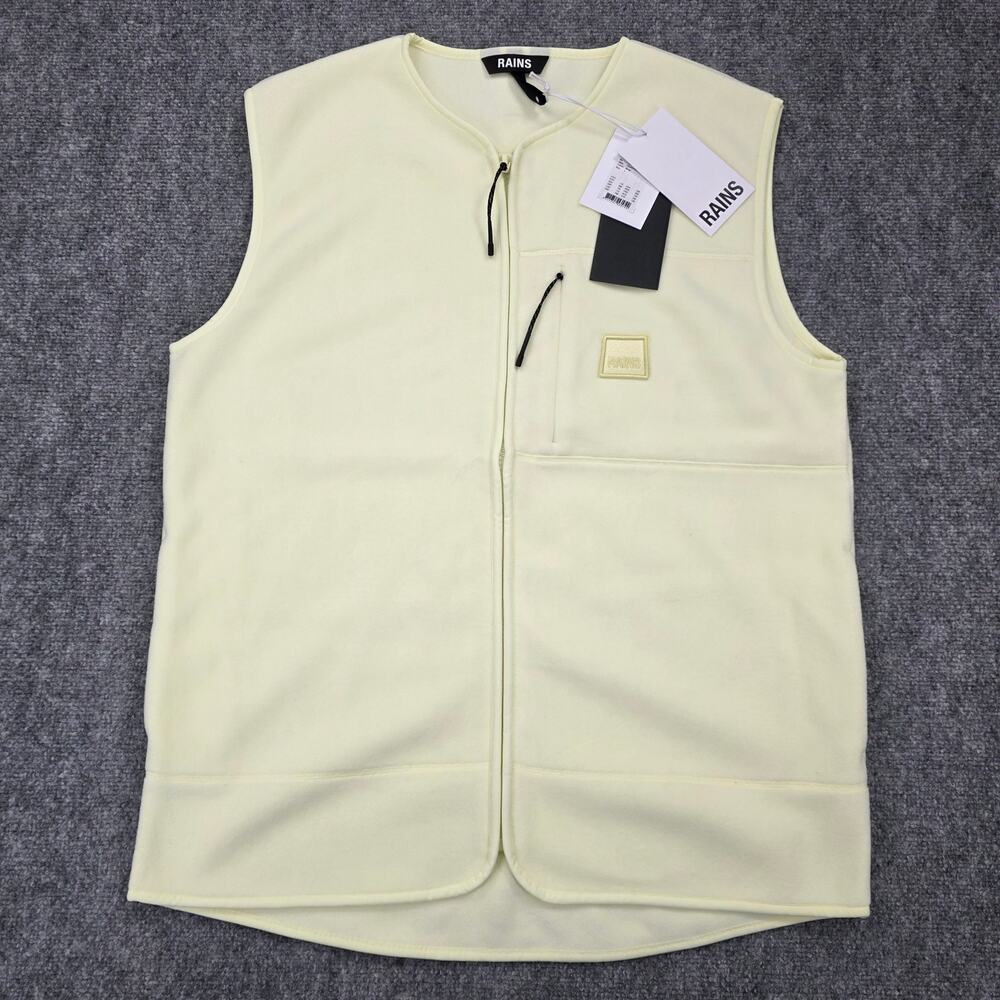 RAINS Vest Unisex Large Yellow Breathable Insulated Water Repellent Fleece